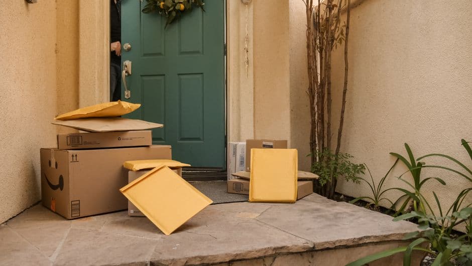 Delivery packages left on a porch