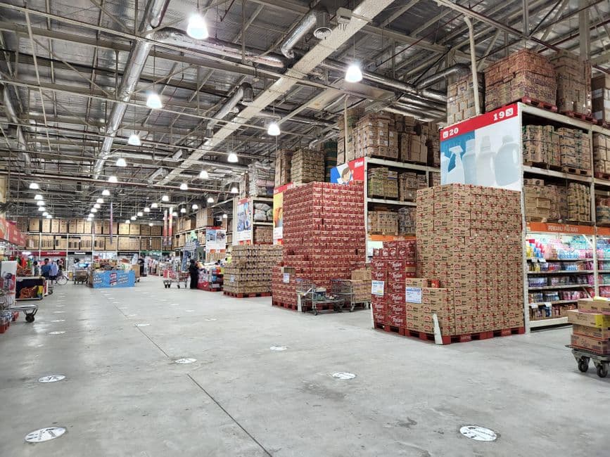 The interior of a large warehouse-style store