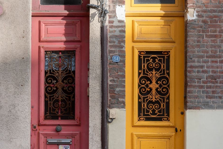 Two painted doors side by side